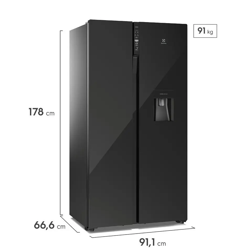 Nevecon ELECTROLUX Side By Side 522 Litros ERSB54N3WXB Black 3