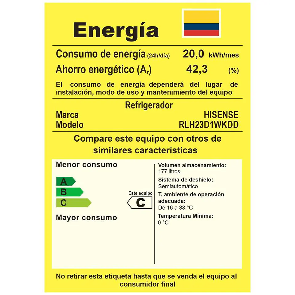 Nevera Compacta HISENSE Frost Congelador Superior 177 litros BC179 BC179R/HC1 Gris 4