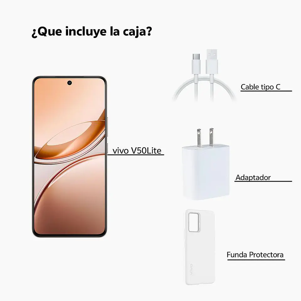 Celular VIVO V50 Lite 5G 256 GB 8 GB RAM Dorado + Bundle 4