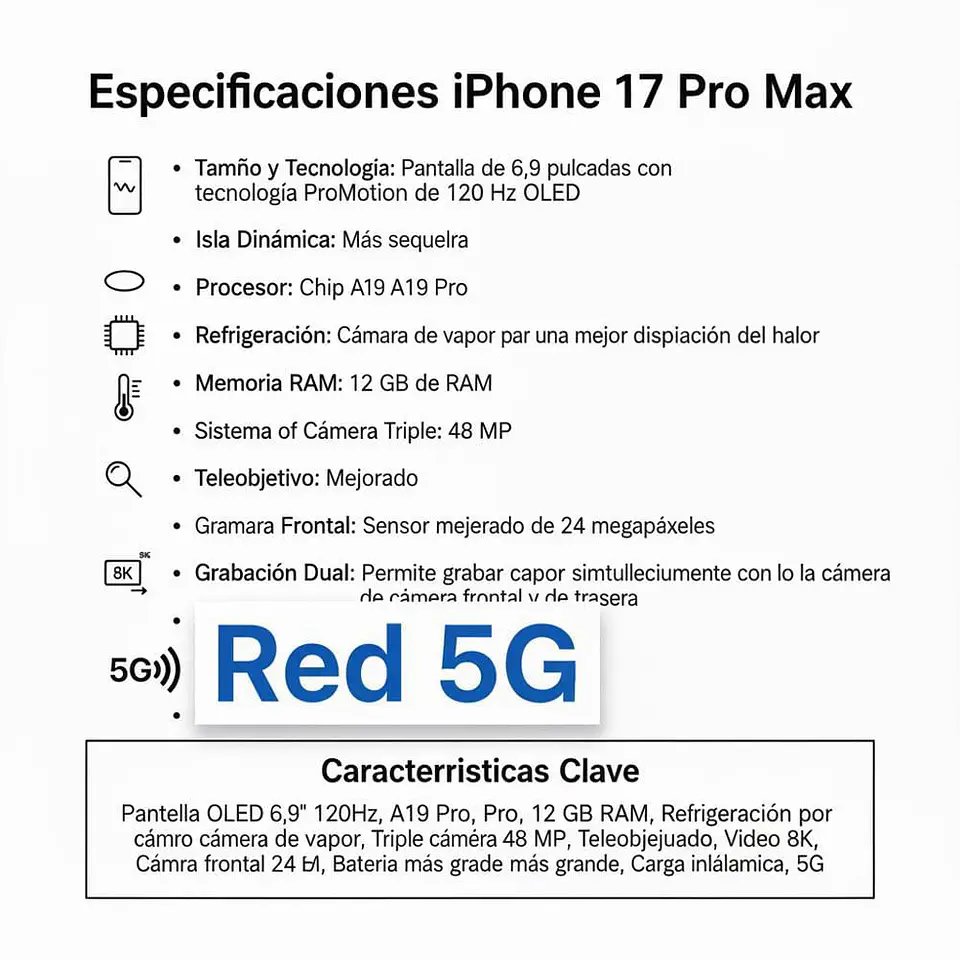 Iphone 17 Pro Max 256Gb Plata Esim 5