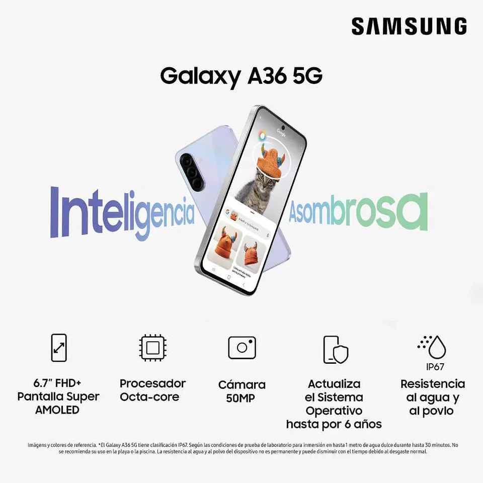 Celular SAMSUNG Galaxy A36 5G 256 GB 8 GB RAM Verde + Cargador 8