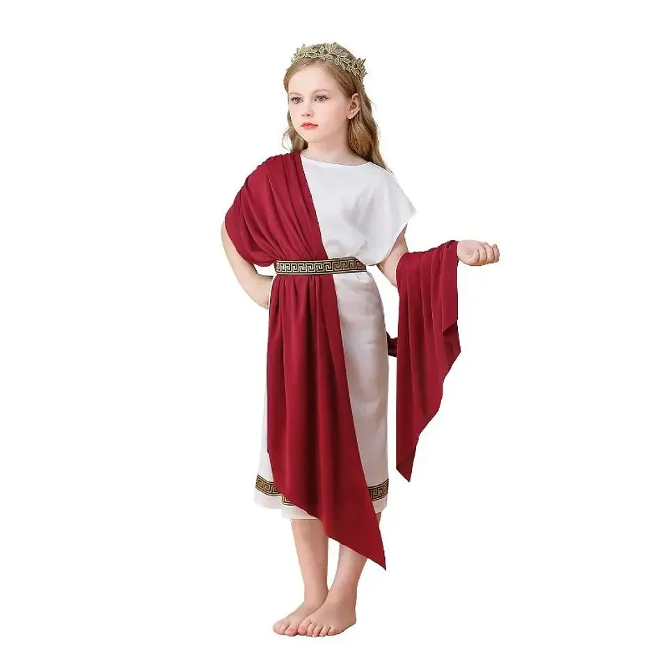 Greek Mythology Children's Clothing White Roman Toga Robe Neutral Role-playing Performance Costume 4