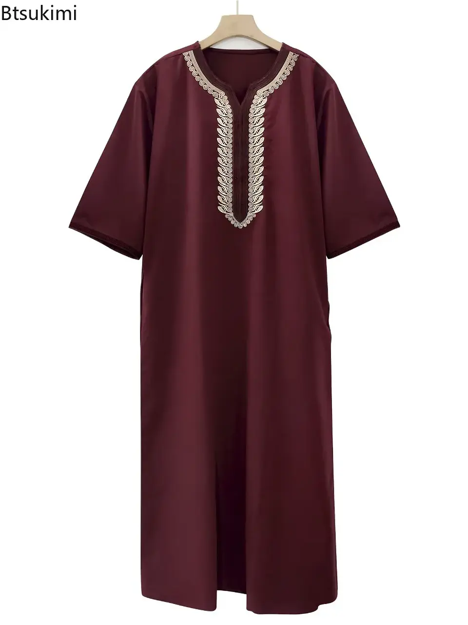 New Moroccan Arab Robe for Men Traditional Islamic Clothing Loose Casual Embroidered Muslim Fashion Abayas Middle East Long Robe 2