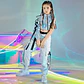 PU Hip-Hop Dance Clothes Reflective Rave Outfit Girl Sets Jazz Dancewear Festival Crop Tops Cargo Pants Catwalk Show Costume - Miniatura 2