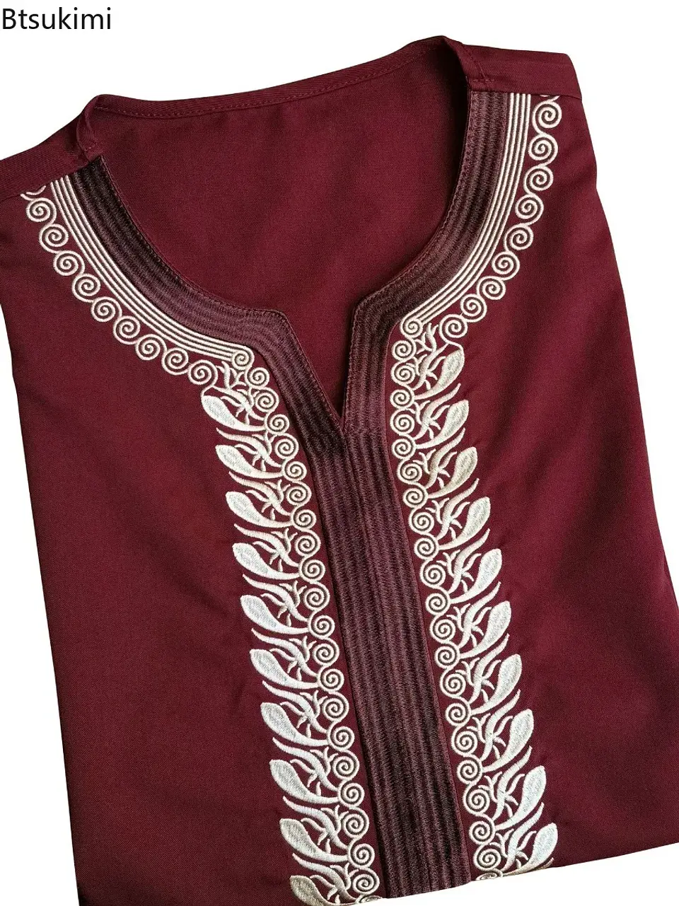 New Moroccan Arab Robe for Men Traditional Islamic Clothing Loose Casual Embroidered Muslim Fashion Abayas Middle East Long Robe 4