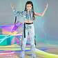 PU Hip-Hop Dance Clothes Reflective Rave Outfit Girl Sets Jazz Dancewear Festival Crop Tops Cargo Pants Catwalk Show Costume - Miniatura 4
