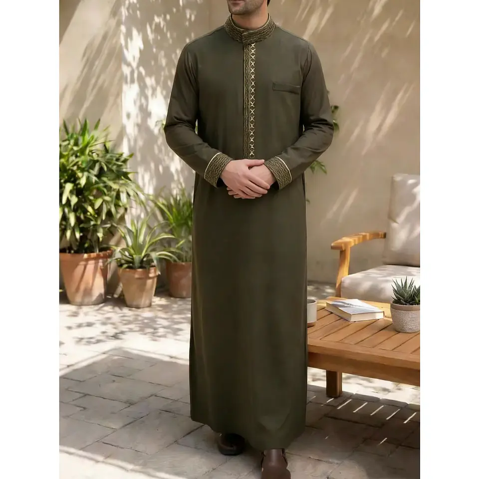 Middle Eastern Arab ethnic robe, Muslim traditional men's robe, casual festival worship, Islamic men's clothing 1