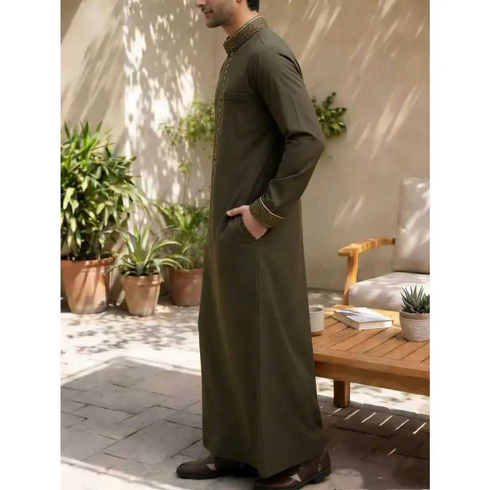 Middle Eastern Arab ethnic robe, Muslim traditional men's robe, casual festival worship, Islamic men's clothing 2