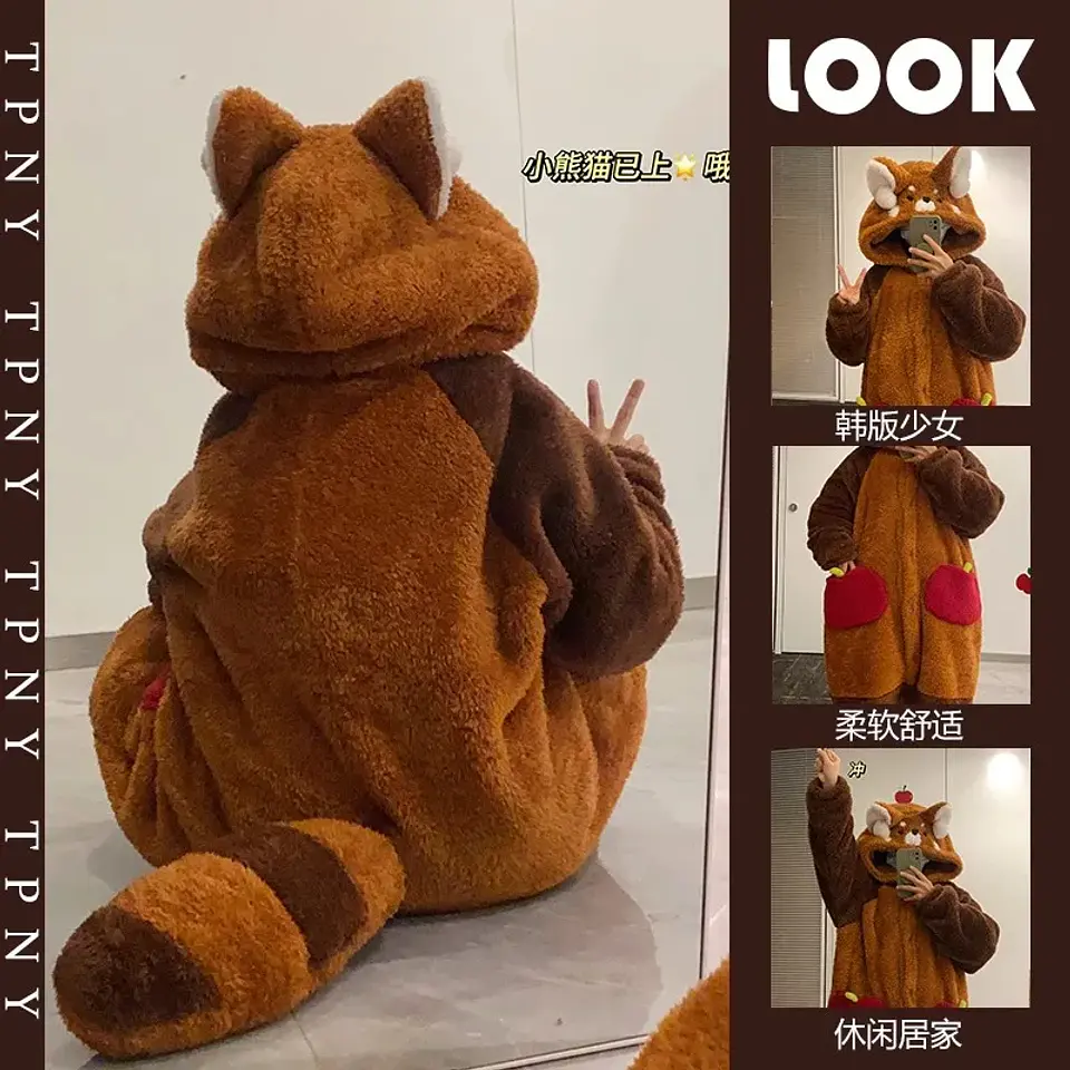Adult Raccoon Cosplay Costume Robes Kigurumi Unicorn Onesie Anime Nightgown Halloween Cartoon Bear Pajamas Winter 4
