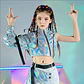 PU Hip-Hop Dance Clothes Reflective Rave Outfit Girl Sets Jazz Dancewear Festival Crop Tops Cargo Pants Catwalk Show Costume - Miniatura 7
