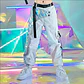 PU Hip-Hop Dance Clothes Reflective Rave Outfit Girl Sets Jazz Dancewear Festival Crop Tops Cargo Pants Catwalk Show Costume - Miniatura 8
