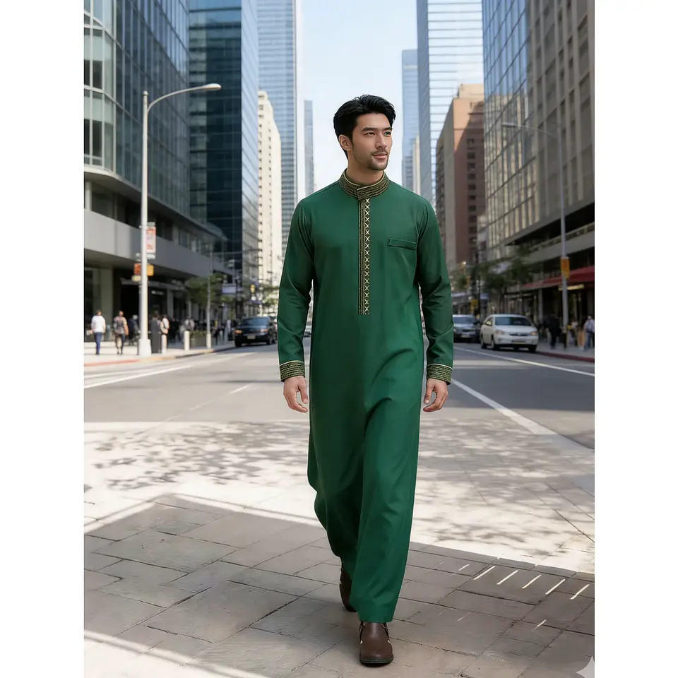 Middle Eastern Arab ethnic robe, Muslim traditional men's robe, casual festival worship, Islamic men's clothing 3
