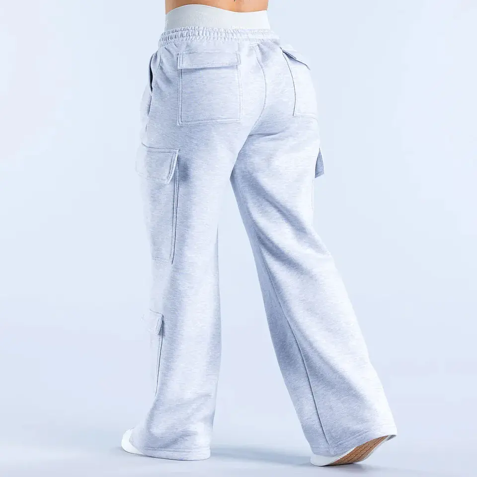Ropa Mujer Fashion Solid Color Casual Pocket Versatile Pant Spring Temperament Commuting Loose Personality Sports Straight Pants 15