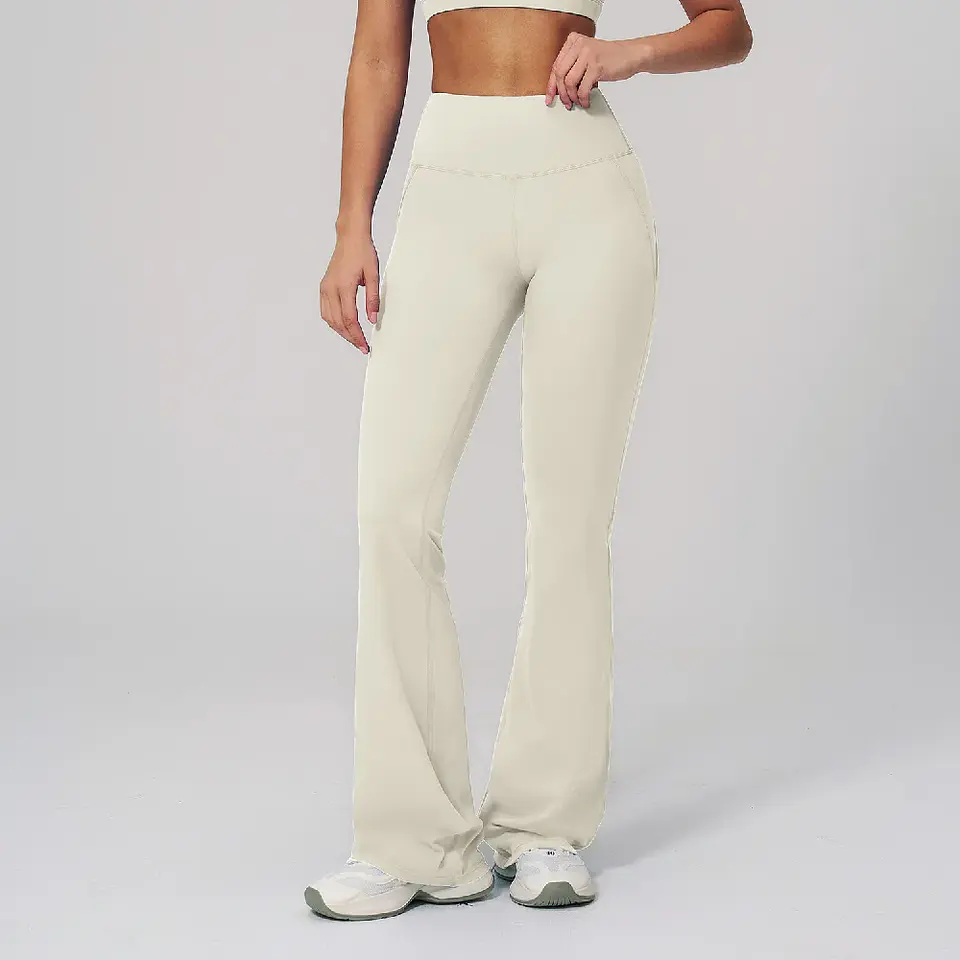Ropa Mujer High Waisted Fitness Flared Pants Women Casual Outdoor Running Yoga Pants Wide Leg Pants Elastic Bell Bottom Pants 4
