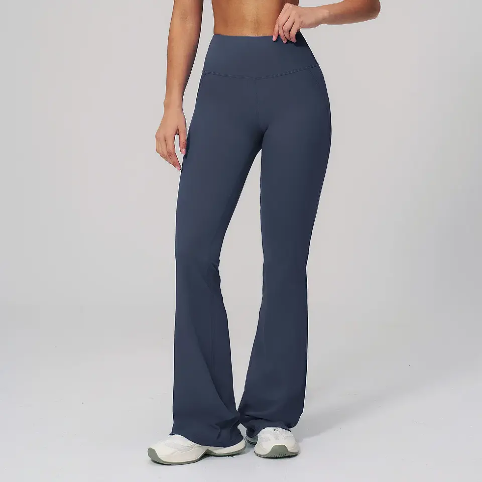 Ropa Mujer High Waisted Fitness Flared Pants Women Casual Outdoor Running Yoga Pants Wide Leg Pants Elastic Bell Bottom Pants 5