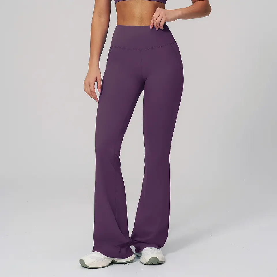 Ropa Mujer High Waisted Fitness Flared Pants Women Casual Outdoor Running Yoga Pants Wide Leg Pants Elastic Bell Bottom Pants 6