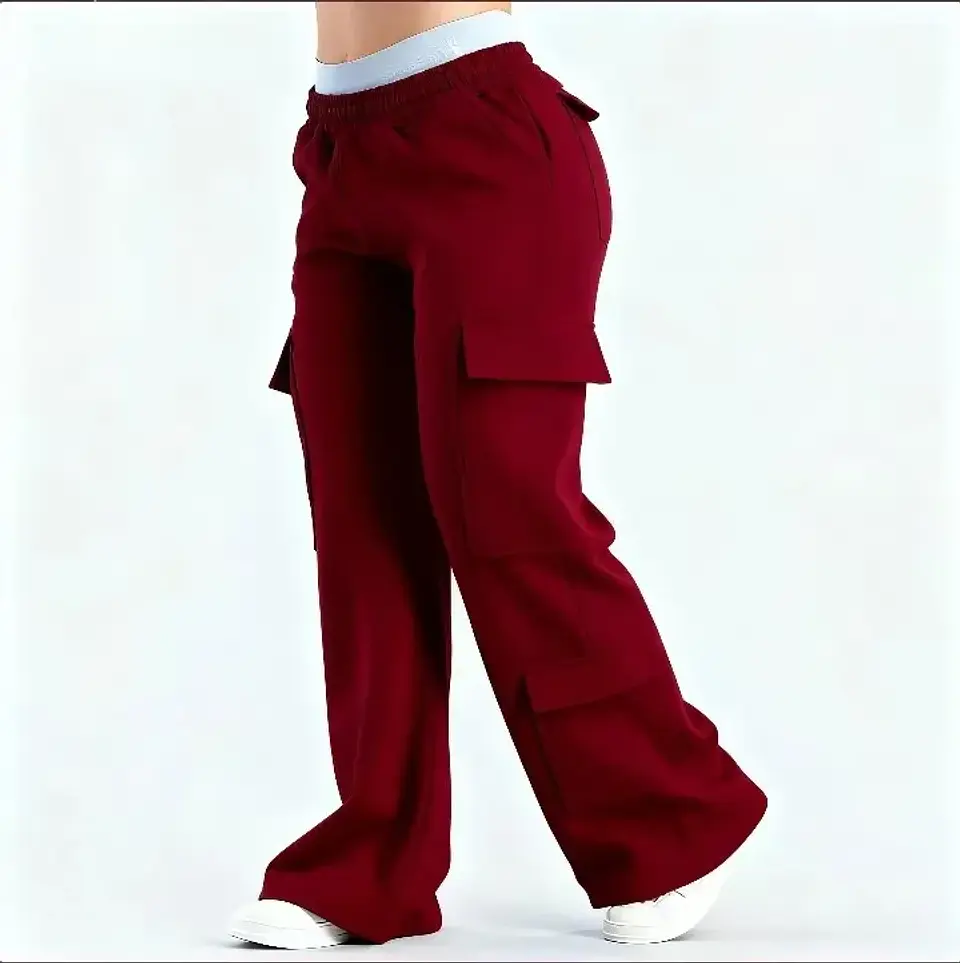 Ropa Mujer Fashion Solid Color Casual Pocket Versatile Pant Spring Temperament Commuting Loose Personality Sports Straight Pants 18