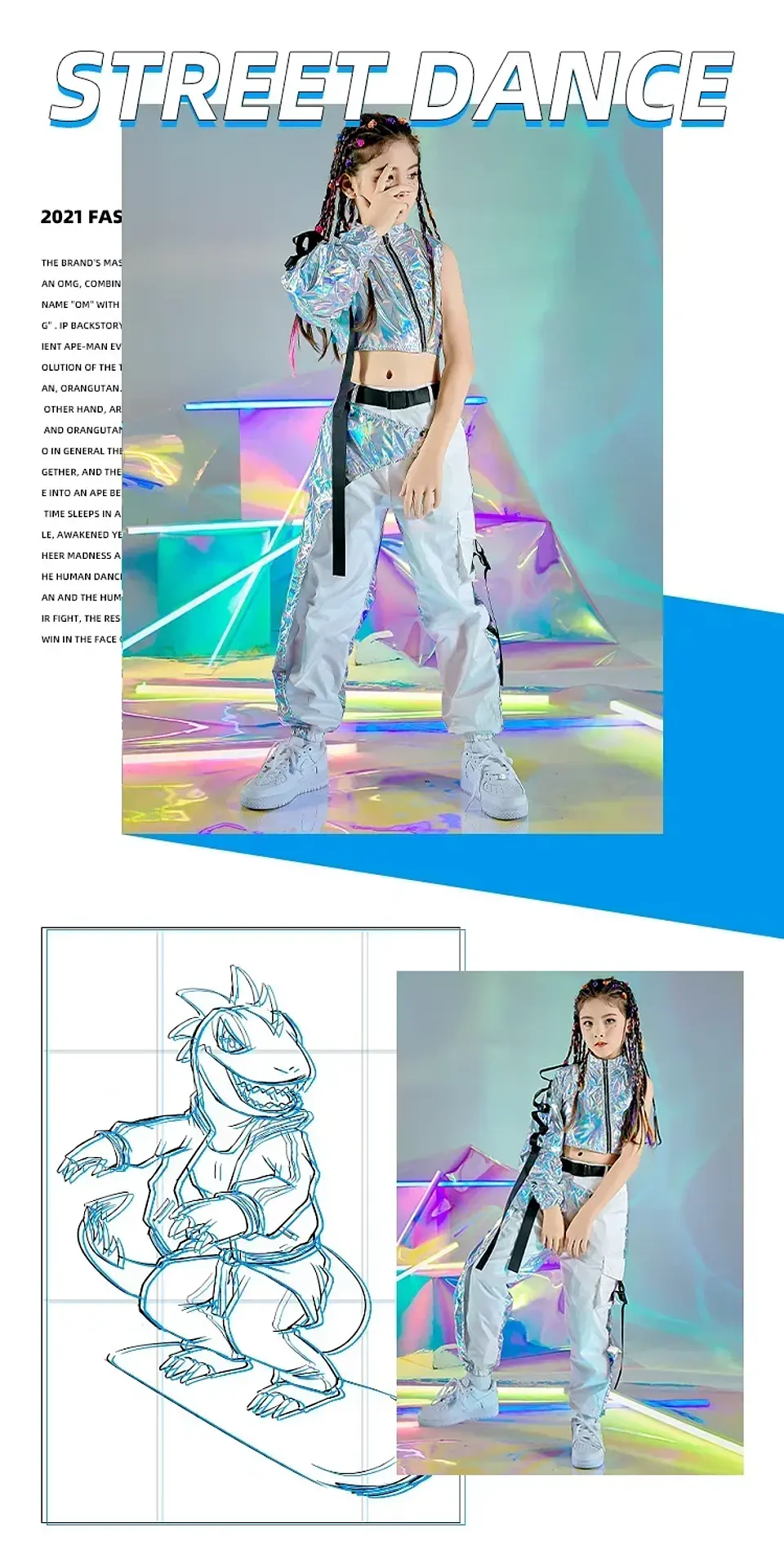 PU Hip-Hop Dance Clothes Reflective Rave Outfit Girl Sets Jazz Dancewear Festival Crop Tops Cargo Pants Catwalk Show Costume 13