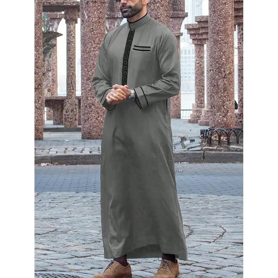Middle Eastern Arab ethnic robe, Muslim traditional men's robe, casual festival worship, Islamic men's clothing 7