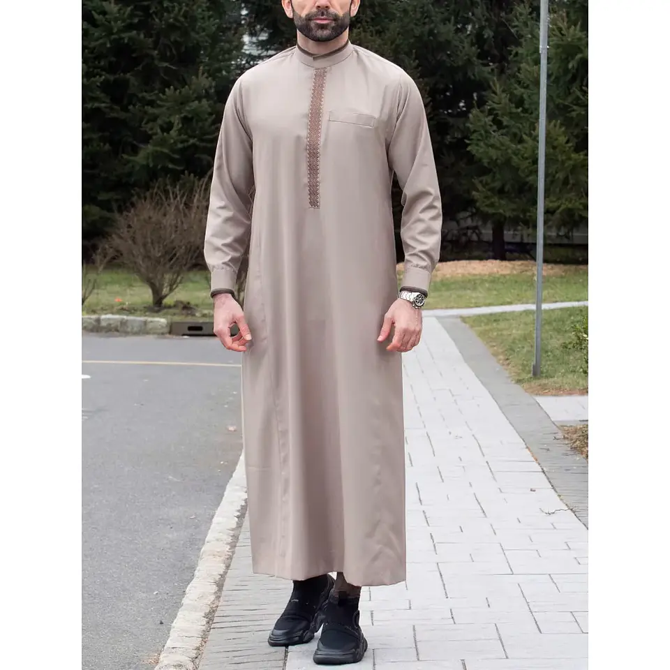 Middle Eastern Arab ethnic robe, Muslim traditional men's robe, casual festival worship, Islamic men's clothing 9