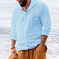 рубашка 2026 Men Shirts Hooded Solid Color Long Sleeve Tops Casual Buttons Cotton Linen Vintage Summer Beach Shirts - Miniatura 17