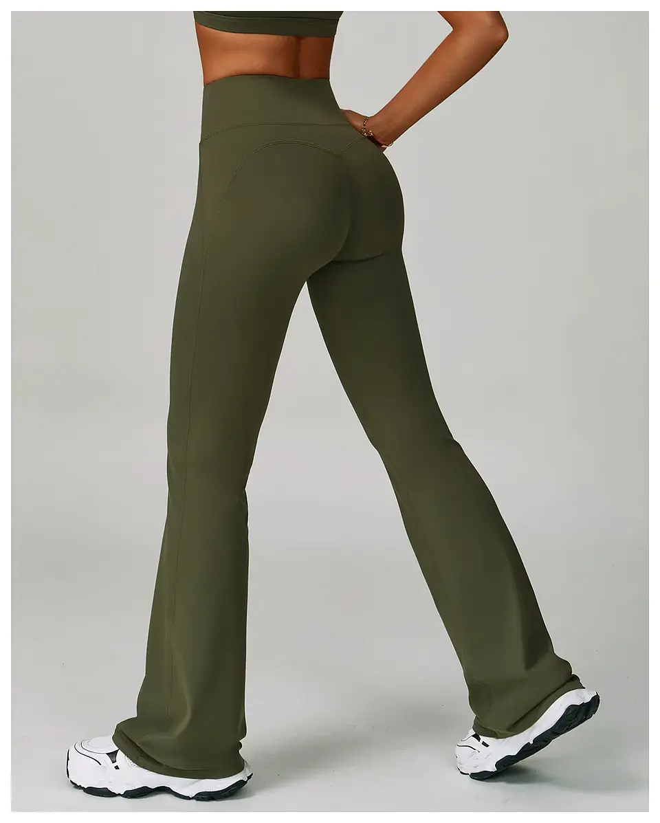 Ropa Mujer High Waisted Fitness Flared Pants Women Casual Outdoor Running Yoga Pants Wide Leg Pants Elastic Bell Bottom Pants 30
