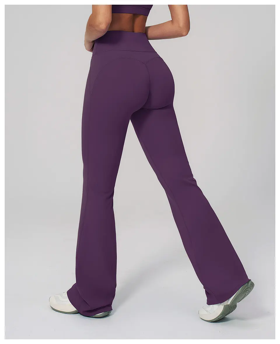 Ropa Mujer High Waisted Fitness Flared Pants Women Casual Outdoor Running Yoga Pants Wide Leg Pants Elastic Bell Bottom Pants 34