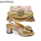 Italian Shoes and Bags Matching Set Decorated with Rhinestone Nigerian Heel Party for Women African Wedding Shoes with Bag - Miniatura 1