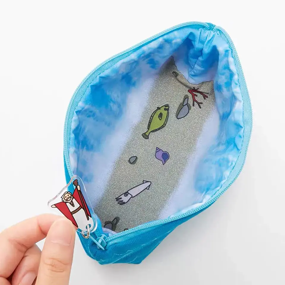 School Supplies Storage Bag with Whimsical Aquatic Art; Creative Large Capacity Cartoon Oceanic Cosmetic Pouch 4