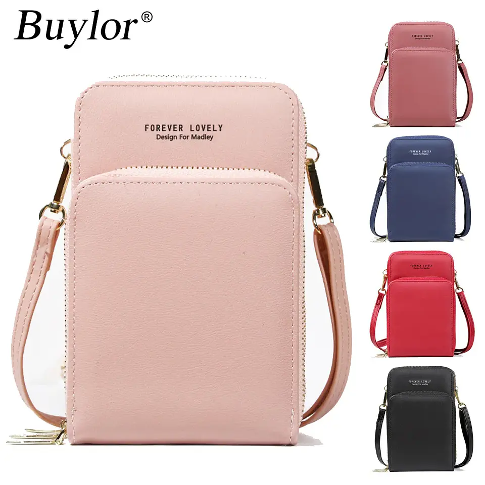 Buylor Summer PU Leather Crossbody Cell Phone Bag Women Mini Wallet Shoulder Card Holder Small Mobile Phone Pouch Messenger Bag 1