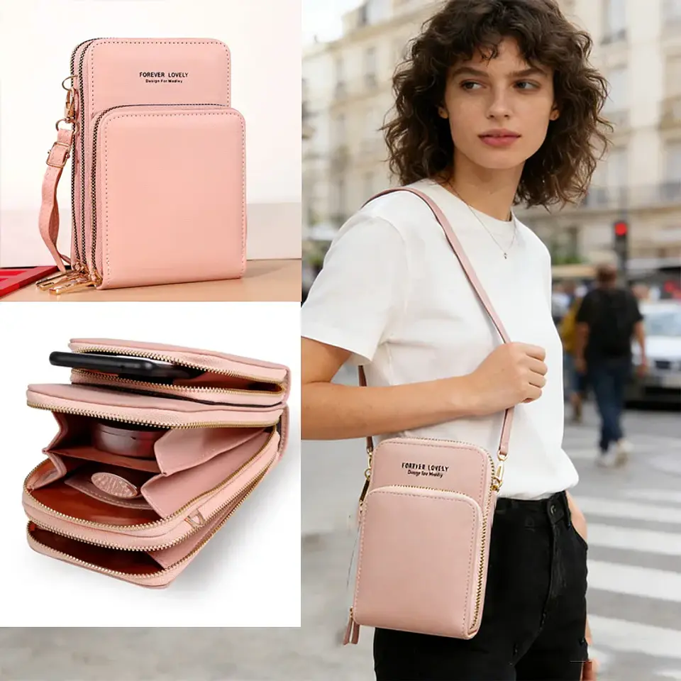 Buylor Summer PU Leather Crossbody Cell Phone Bag Women Mini Wallet Shoulder Card Holder Small Mobile Phone Pouch Messenger Bag 2