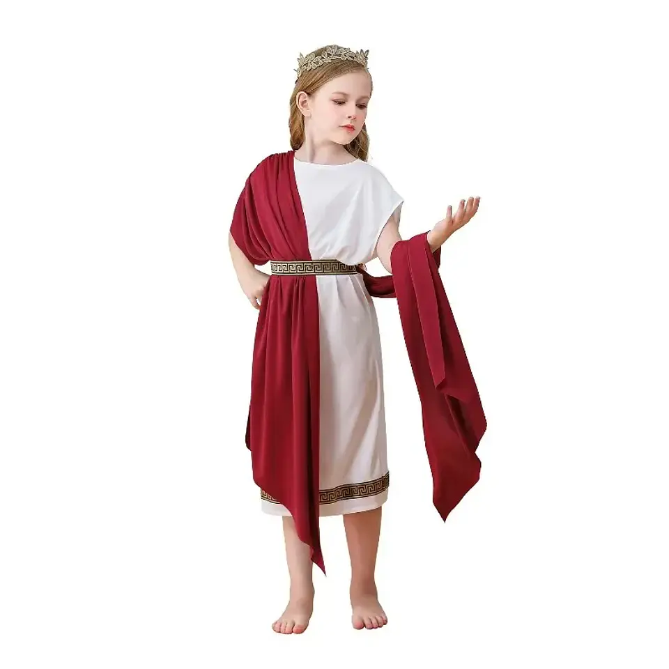 Greek Mythology Children's Clothing White Roman Toga Robe Neutral Role-playing Performance Costume 3