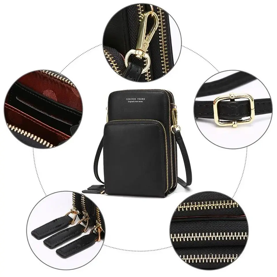 Buylor Summer PU Leather Crossbody Cell Phone Bag Women Mini Wallet Shoulder Card Holder Small Mobile Phone Pouch Messenger Bag 4