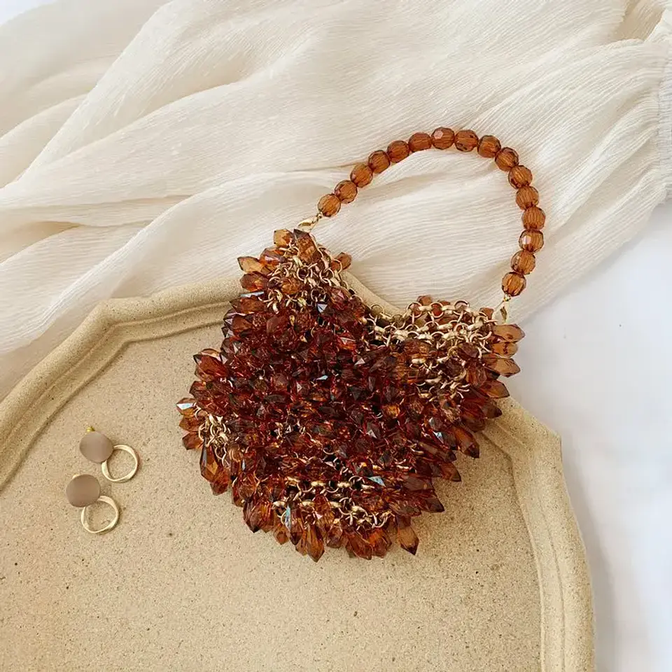 Beaded Handbag Sweet Bride's Handbag Fashion Dinner Bag Banquet Bag Women's Shoulder Bag 4