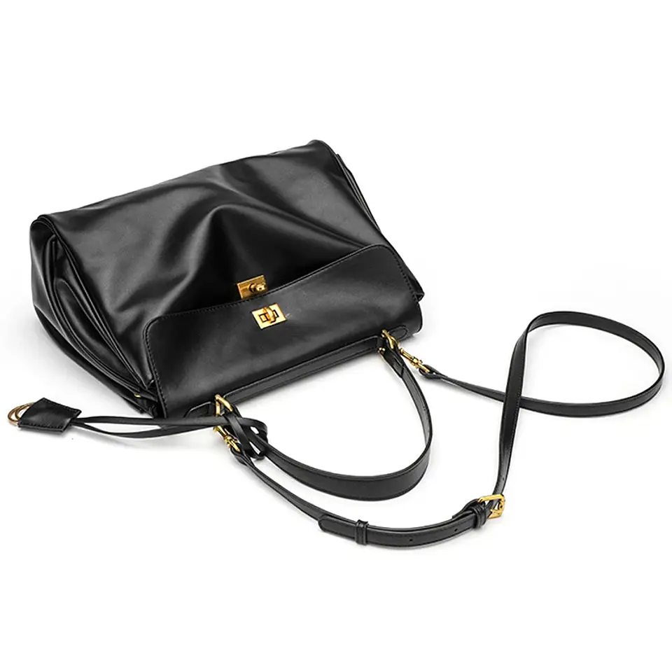 Luxury Bag Microfiber Leather Women's Bag Double lock Shoulder Slant Cross Commuting Underarm Bag Business Briefcase 5