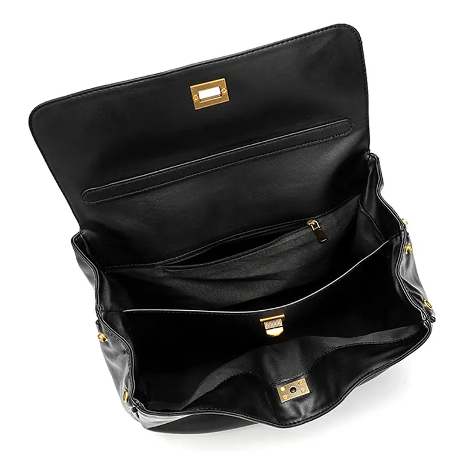 Luxury Bag Microfiber Leather Women's Bag Double lock Shoulder Slant Cross Commuting Underarm Bag Business Briefcase 6