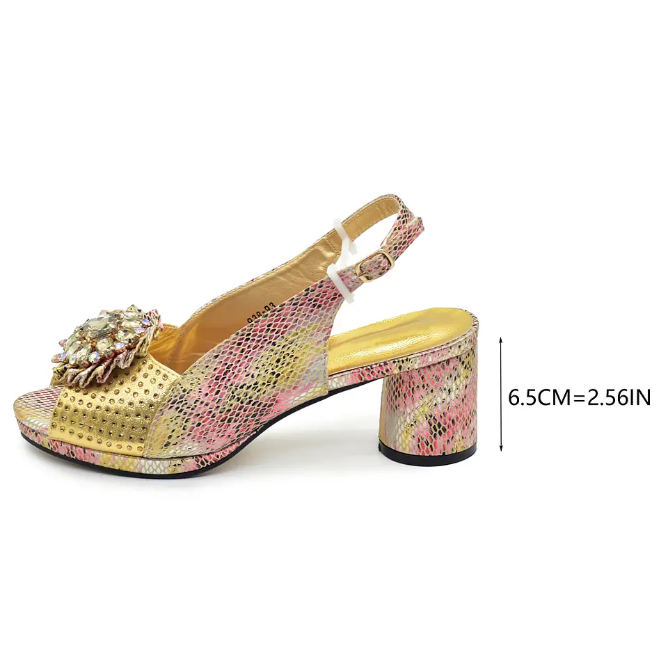 Italian Shoes and Bags Matching Set Decorated with Rhinestone Nigerian Heel Party for Women African Wedding Shoes with Bag 12