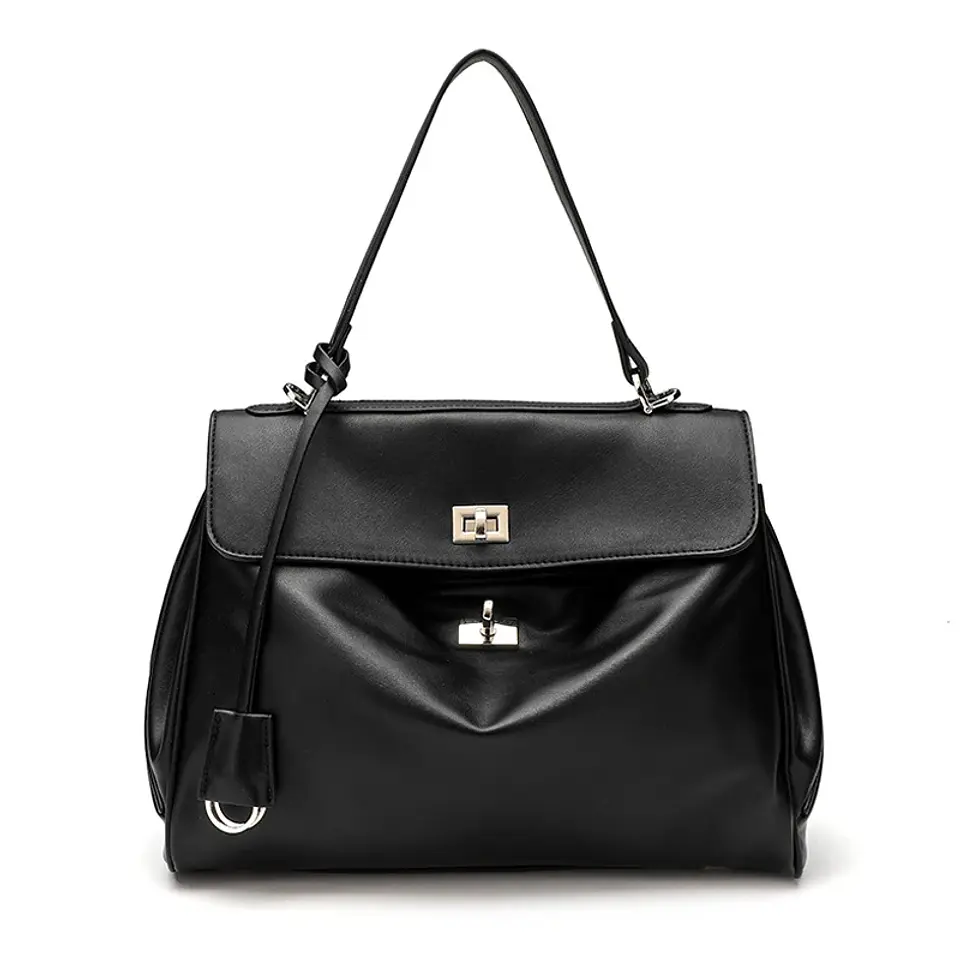 Luxury Bag Microfiber Leather Women's Bag Double lock Shoulder Slant Cross Commuting Underarm Bag Business Briefcase 8