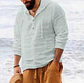 рубашка 2026 Men Shirts Hooded Solid Color Long Sleeve Tops Casual Buttons Cotton Linen Vintage Summer Beach Shirts - Miniatura 8