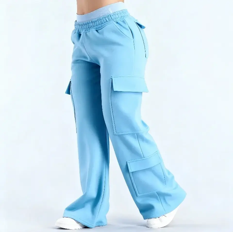 Ropa Mujer Fashion Solid Color Casual Pocket Versatile Pant Spring Temperament Commuting Loose Personality Sports Straight Pants 20