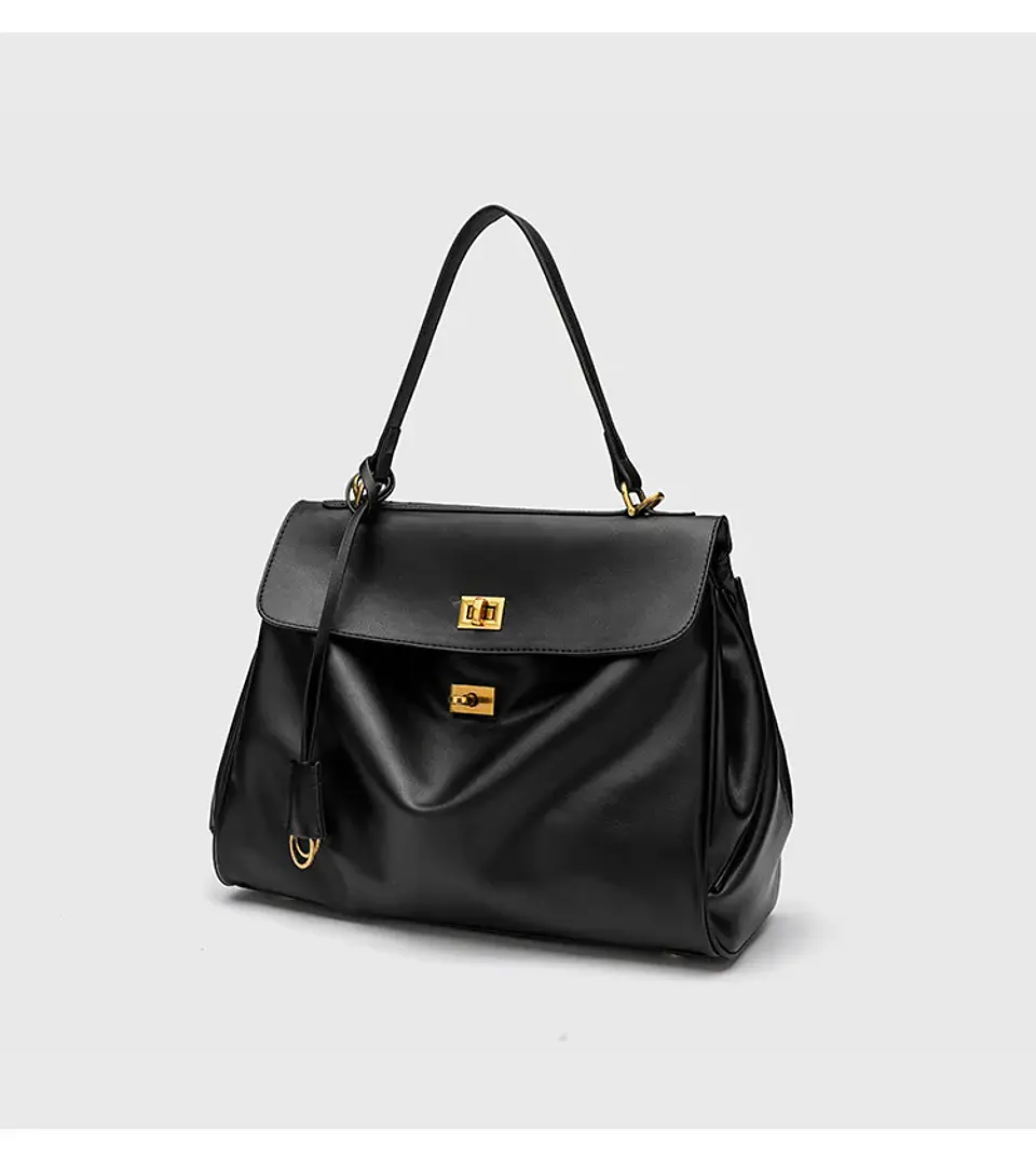 Luxury Bag Microfiber Leather Women's Bag Double lock Shoulder Slant Cross Commuting Underarm Bag Business Briefcase 22