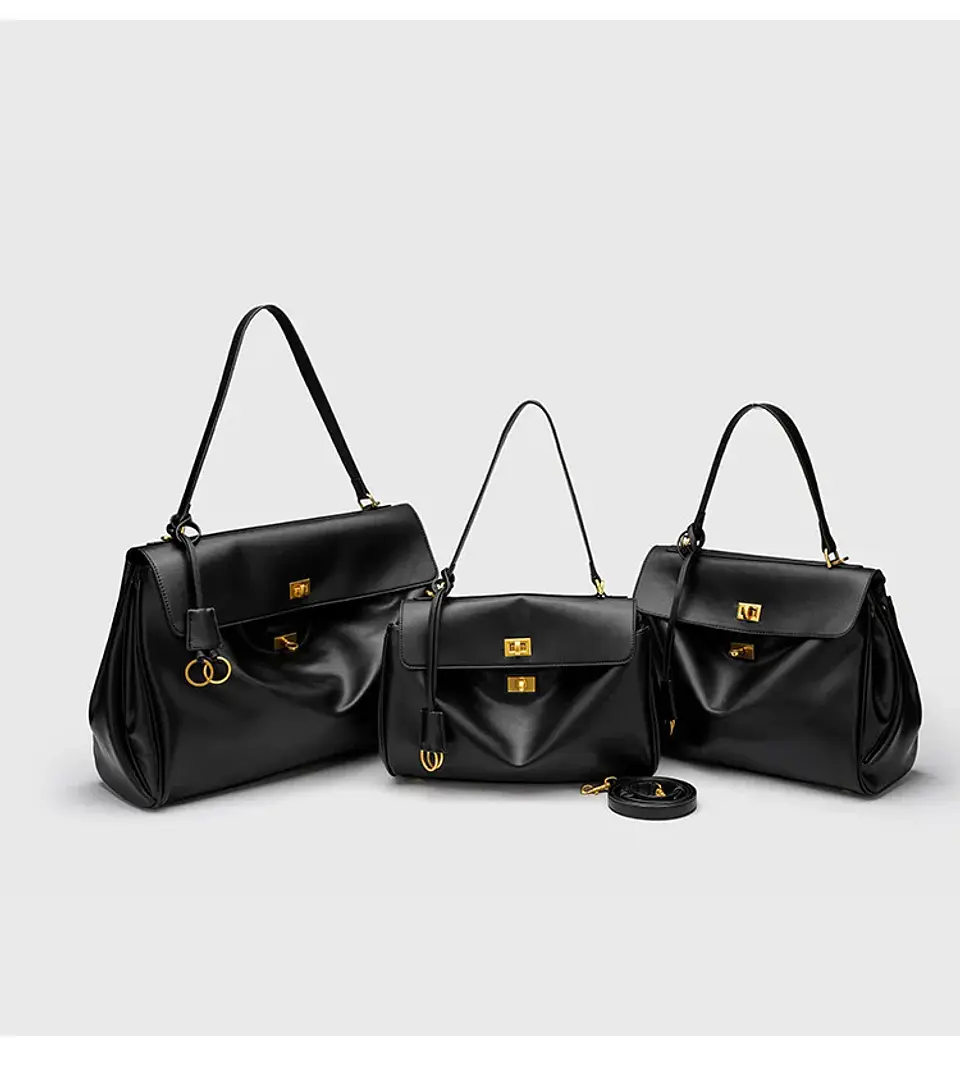 Luxury Bag Microfiber Leather Women's Bag Double lock Shoulder Slant Cross Commuting Underarm Bag Business Briefcase 25
