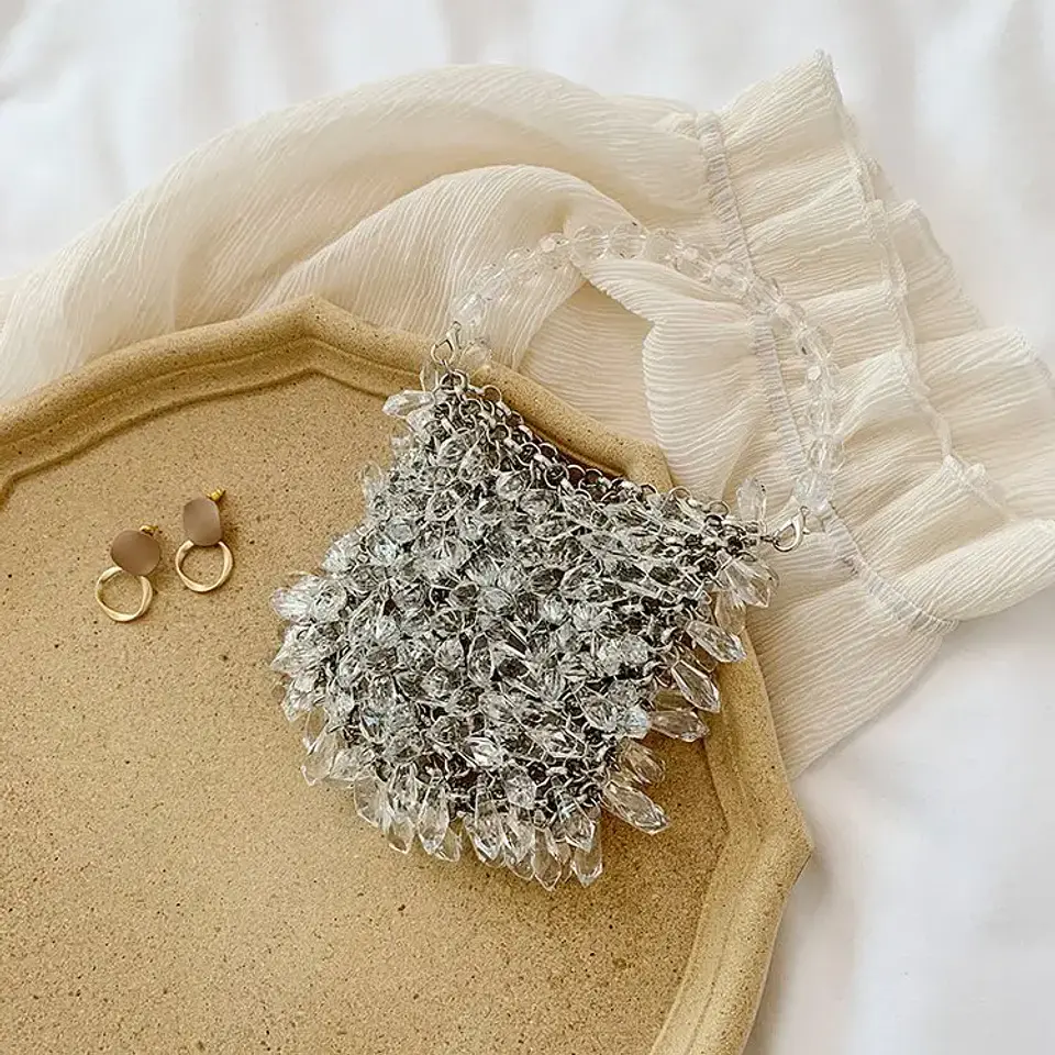 Beaded Handbag Sweet Bride's Handbag Fashion Dinner Bag Banquet Bag Women's Shoulder Bag 23