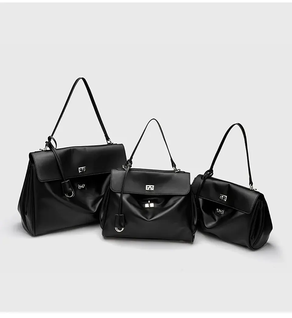 Luxury Bag Microfiber Leather Women's Bag Double lock Shoulder Slant Cross Commuting Underarm Bag Business Briefcase 28