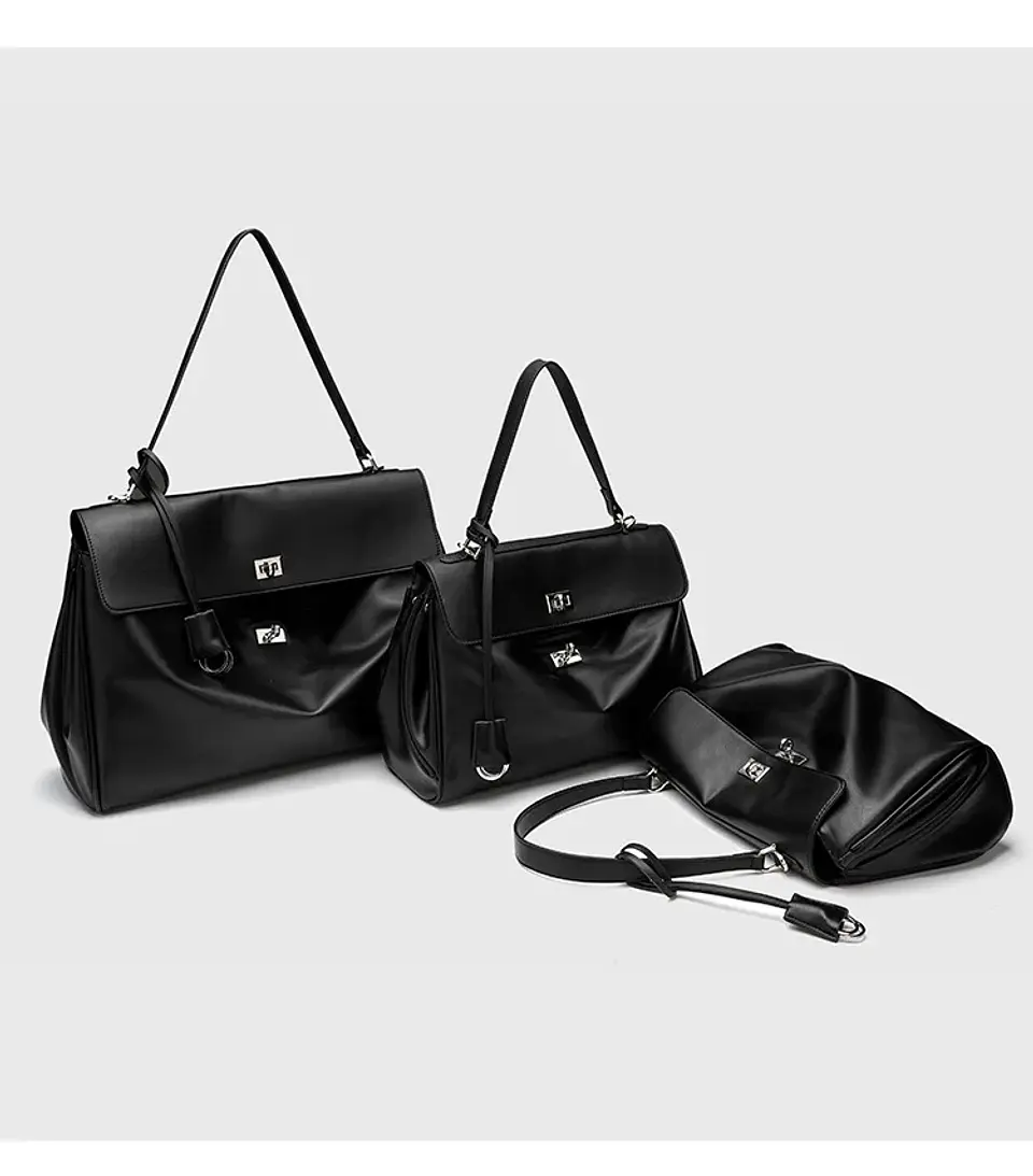 Luxury Bag Microfiber Leather Women's Bag Double lock Shoulder Slant Cross Commuting Underarm Bag Business Briefcase 29