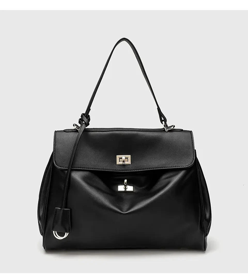 Luxury Bag Microfiber Leather Women's Bag Double lock Shoulder Slant Cross Commuting Underarm Bag Business Briefcase 30