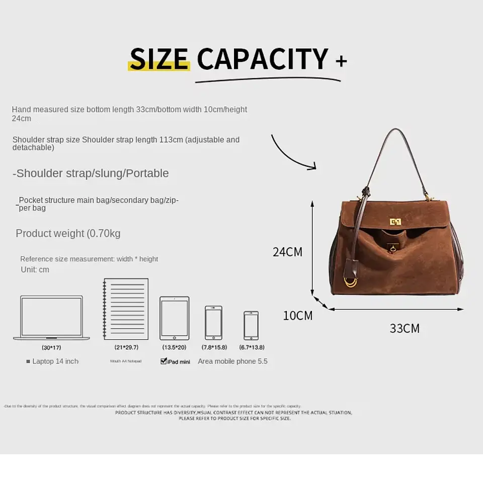 Luxury Bag Microfiber Leather Women's Bag Double lock Shoulder Slant Cross Commuting Underarm Bag Business Briefcase 33
