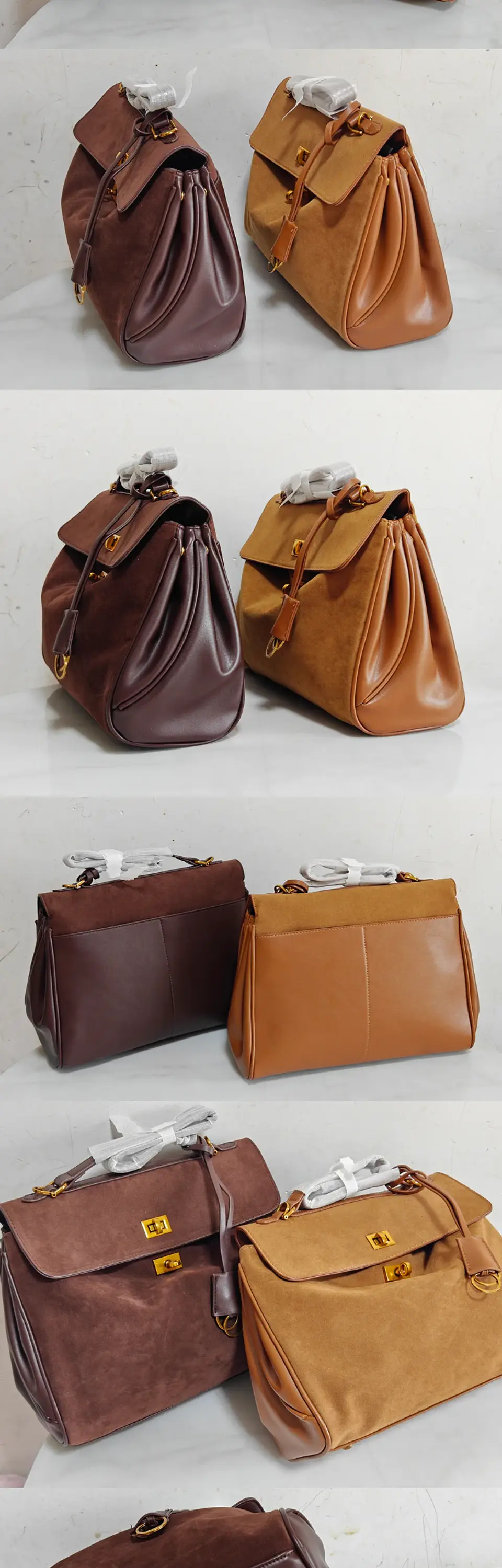 Luxury Bag Microfiber Leather Women's Bag Double lock Shoulder Slant Cross Commuting Underarm Bag Business Briefcase 34