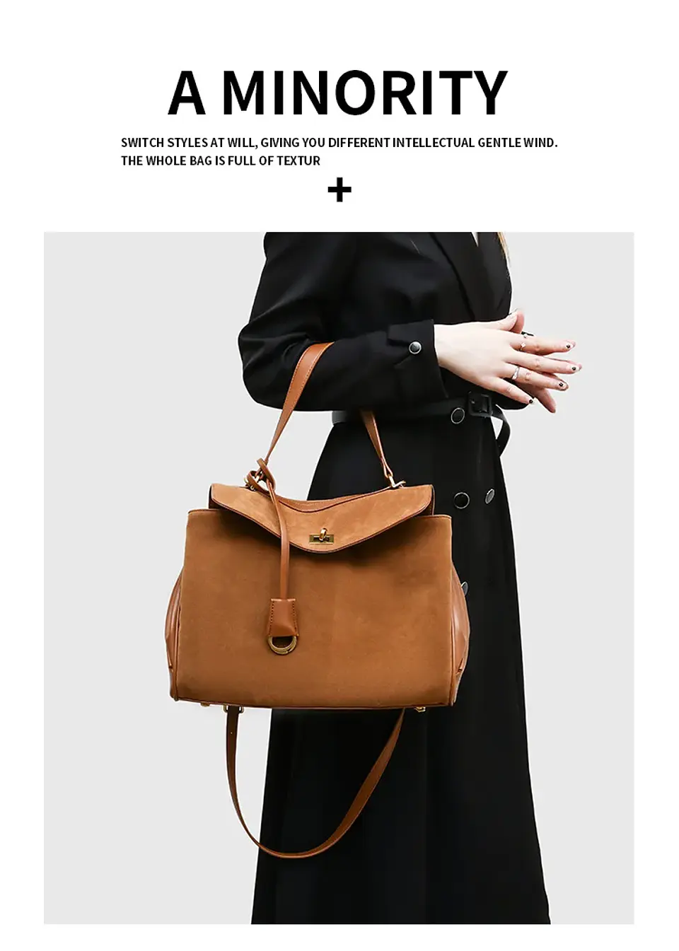 Luxury Bag Microfiber Leather Women's Bag Double lock Shoulder Slant Cross Commuting Underarm Bag Business Briefcase 38