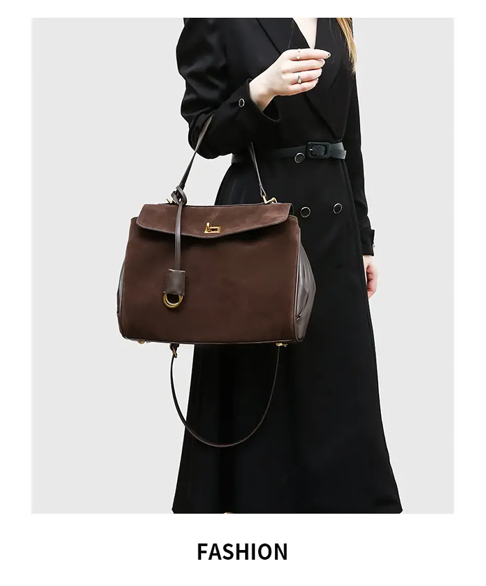 Luxury Bag Microfiber Leather Women's Bag Double lock Shoulder Slant Cross Commuting Underarm Bag Business Briefcase 39